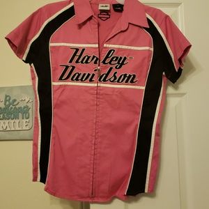 Harley Davidson zip up short sleeve shirt